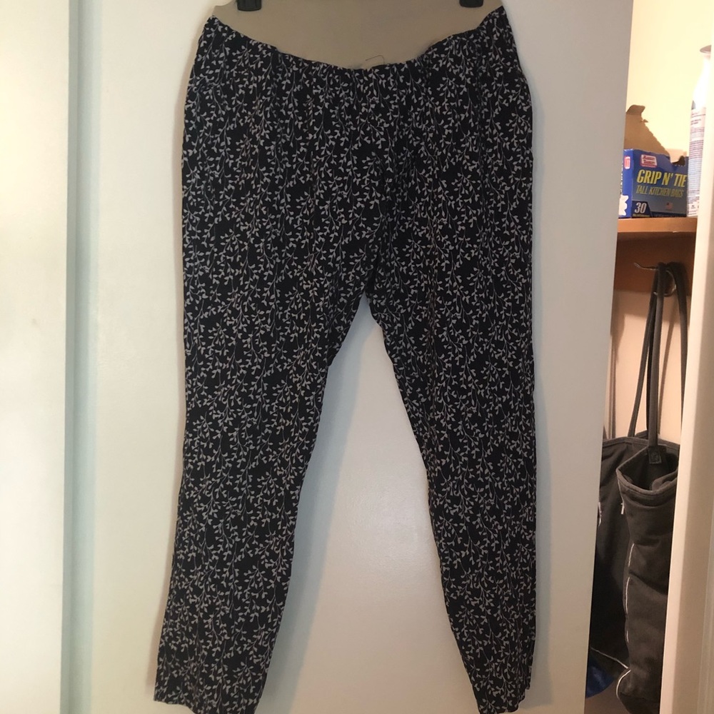 Navy with White pattern stretchy dressy pants